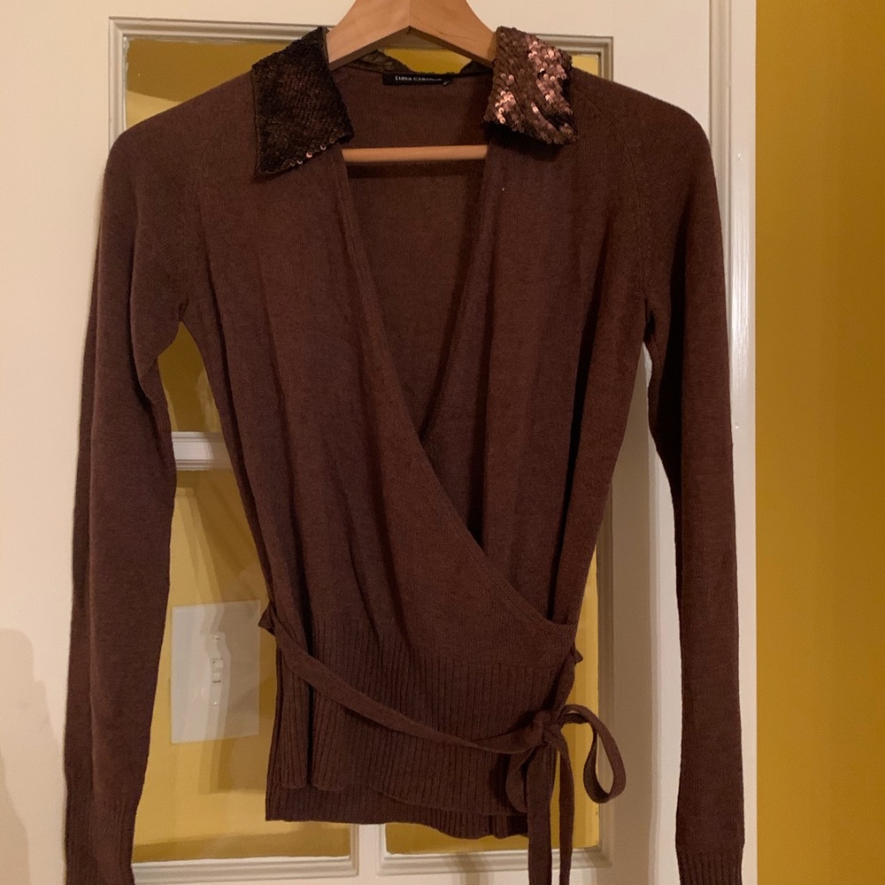 Luisa Cerano sweater w detachable sequined collar